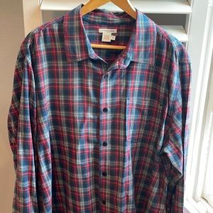 Carbon to cobalt plaid button down XL